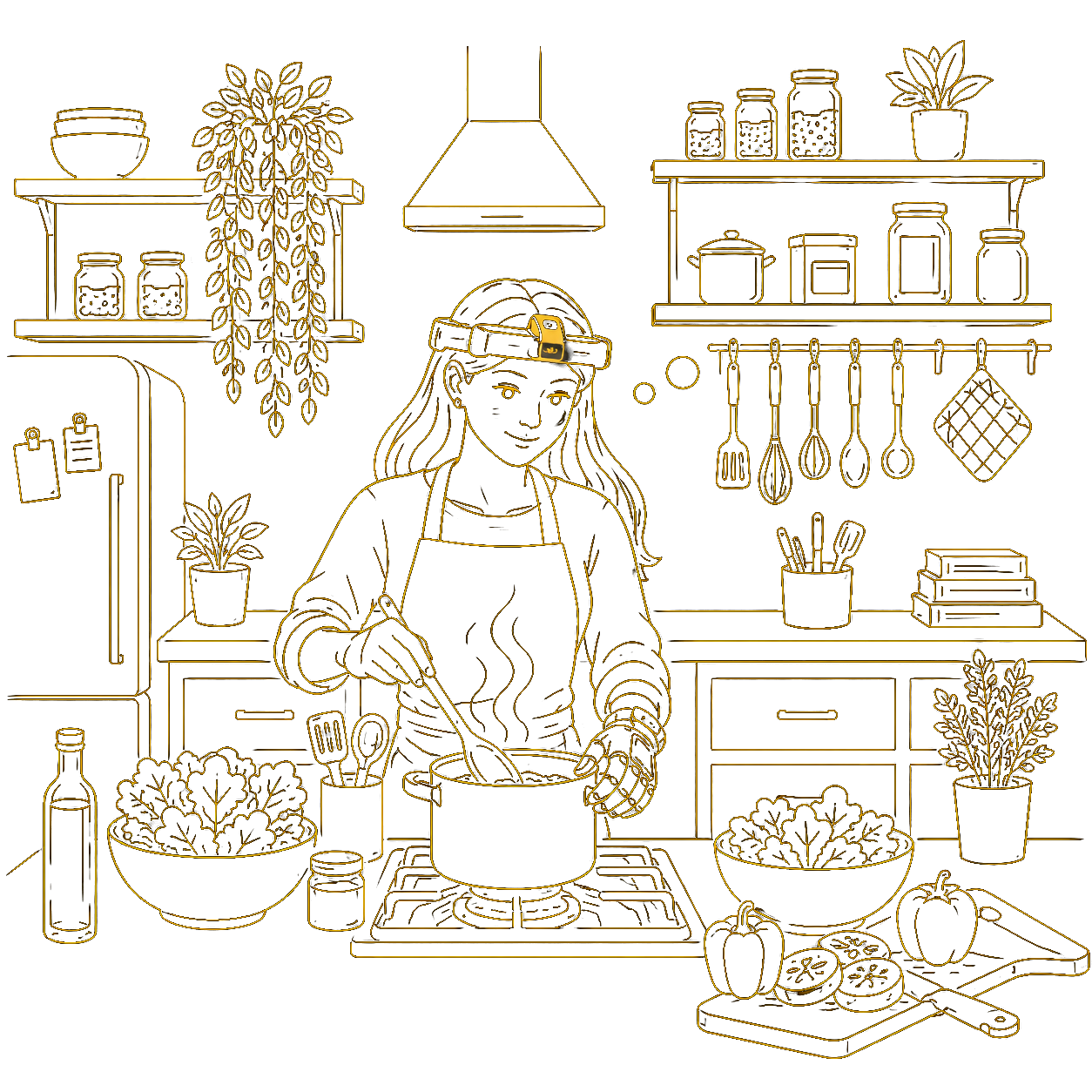 Cooking any dish while wearing the glasses and gloves